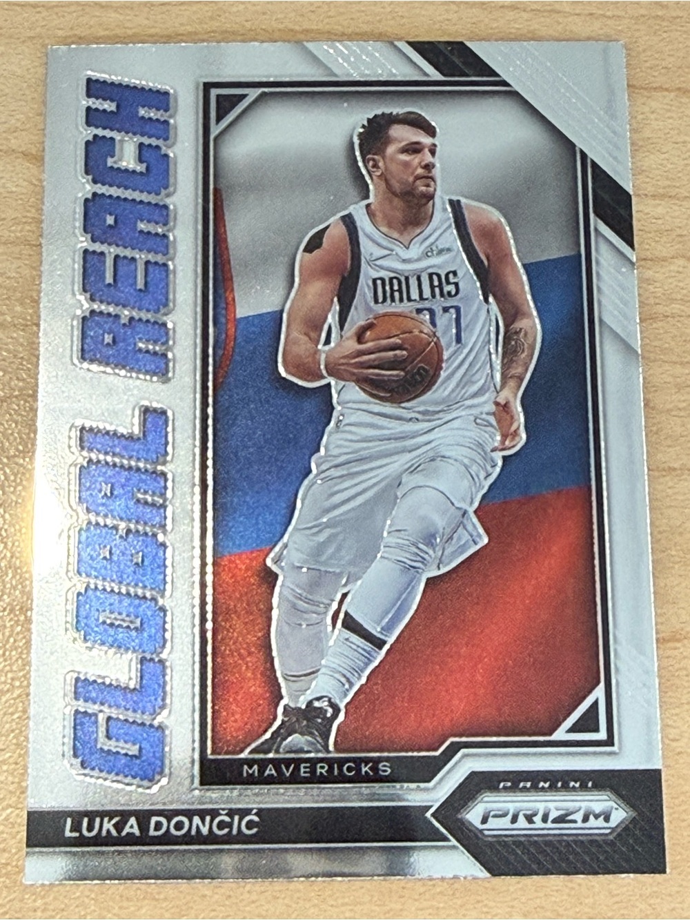 Panini Prizm Luka Dončić Silver with Blue and Red Accents